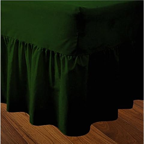 BEDWAY Luxury VALANCE SHEETS 68 PICK POLYCOTTON Providing Fantastic Softness & Durability | Available In 17 Attractive Plain Dyed Colours (Dark Green, Double) Cover