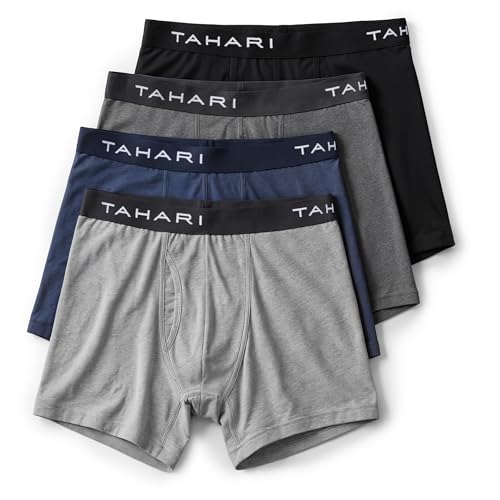 TAHARI Stretch Cotton Boxer Briefs for Men Pack of 4, Mens Underwear Boxer Briefs 4-Pack, Soft and Breathable