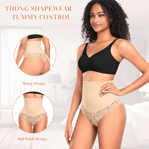 Image of Werena Thong Shapewear for Women Mid High Waisted Shaper Panties Girdle