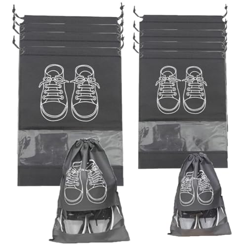 Bolsas de Viaje para Zapatos de 30 Piezas, Bolsas de Almacenamiento de Zapatos Impermeables y a Prueba de Polvo con Ventana Transparente para Almacenamiento en el hogar de Viaje (Gri Gris. large30pcs