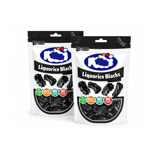 Liquorice Sweets Multipack Soft Chewy Black Liquorice Candy Vegan & Gluten Free Snack No Artificial Colours or Flavours 2 x Bags (150g Each Pack) Bundle with Thank You Card