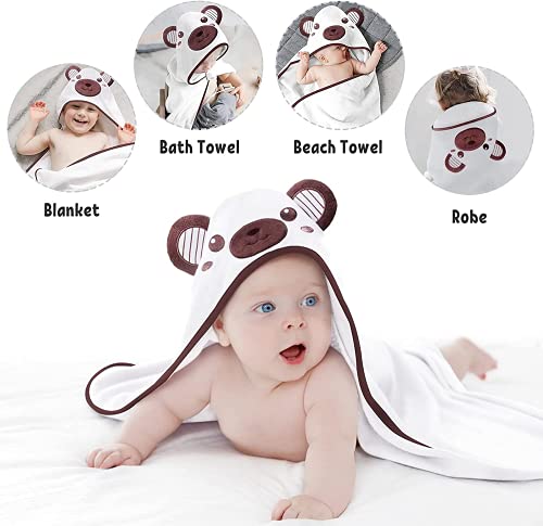 Synpos Baby Bath Towels, Newborn Hooded Baby Towel With 5 Baby Washcloths - Ultra Absorbent And Soft Cotton Hooded Bath Towel For Babie, Toddler, Infant - Unisex Hooded Baby Bath Towel (Brown Bear) #TOP2