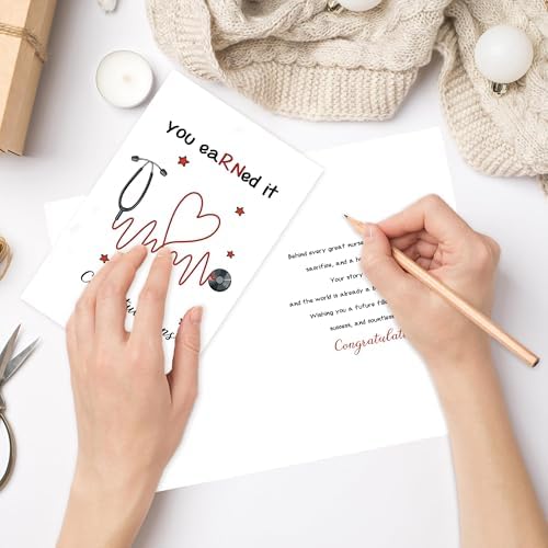 Nurse Graduation Gift Card for New Nurse, RN - "You eaRNed It" Graduation Congratulations Card for Nursing School Graduates, Nursing Graduation Gift for Her with Envelope — view 2