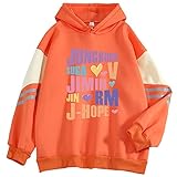 Kpop Hoodie Love Yourself Hoodie SUGA Jimin Jungkook V Rap J-Hope Jin Hoodies Sweatshirts Orange