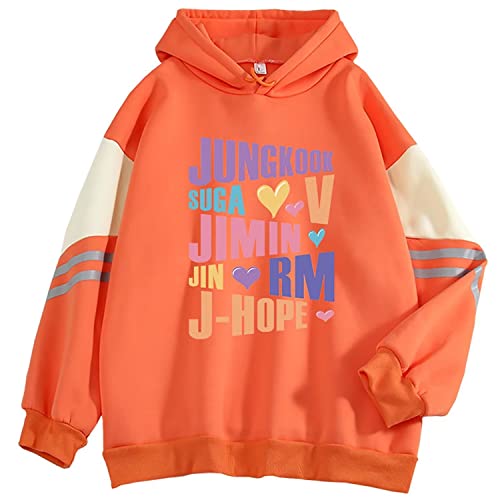 Kpop Hoodie Love Yourself Hoodie Suga Jimin Jungkook V Rap J-Hope Jin Hoodies Sweatshirts Orange #TOP17