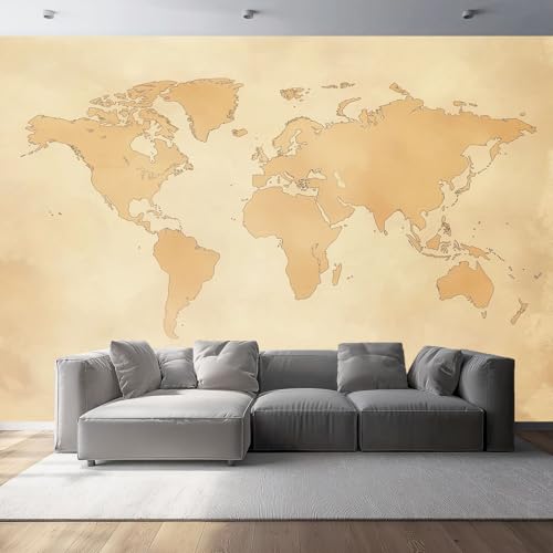 Carta da parati 200 x 140 cm Murale alla moda Decorazione da Muro Mappa del mondo retrò Design Carta per pareti Moderne Decorazione De Letto Sala Ufficio Colore caldo marrone