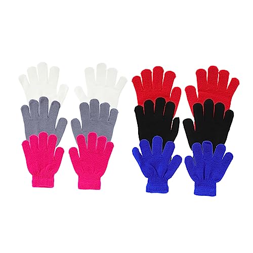 FOMIYES Boys and Girls Winter Gloves Acrylic Yarn Full Fingers Gloves for Girls Boys Fashion Design Bright Colors