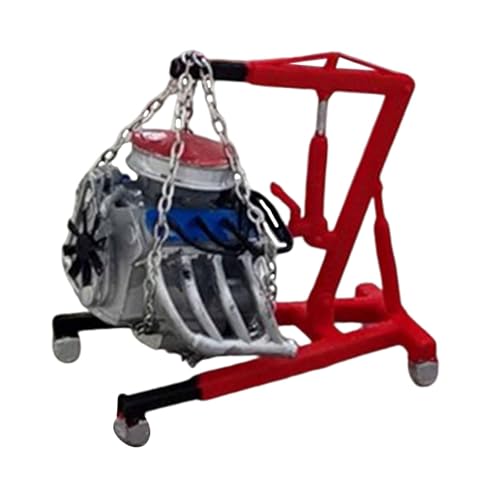 TTETTZ Engine Hoist Model Garage Diorama Accessories Scene Accessory Miniature Car Repair Tools Engine Hanger Model Pp Construction Pretend Play Toy, A01 red W Engine