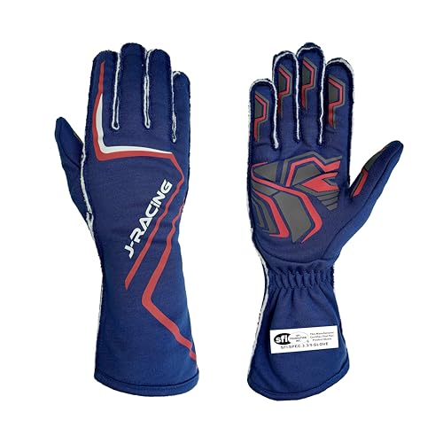 Racing Gloves SFI 3.3/5 Certified Flame Retardant, Aramid Knit, Anti-Slip Grip, Breathable, Secure Fit for Professional Drivers-Blue-X-Large