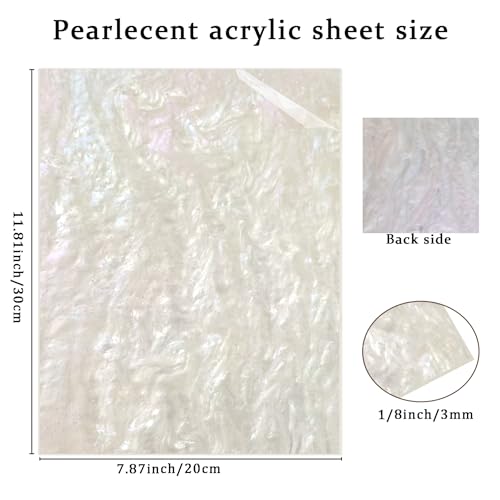 Image of Pearl Glitter Cast Acrylic Sheet, 1 /8 Inch, 12x8 Inch, White | Sparkly Water Stream Pattern, For Laser Cutting, For Laser Engraving, Crafts & DIY Projects
