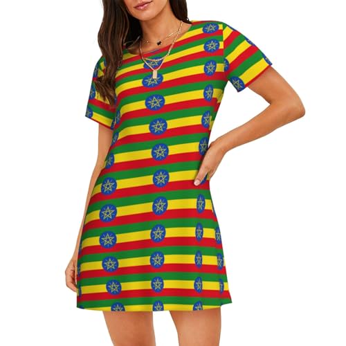Chemise de nuit Éthiopie manches courtes vêtement nuit femme léger