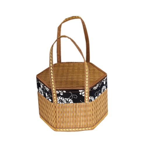 ABOOFAN Woven Storage Basket Hexagonal Design for Fruits Party Use Portable Packaging Basket for Weddings Celebrations Home Organization