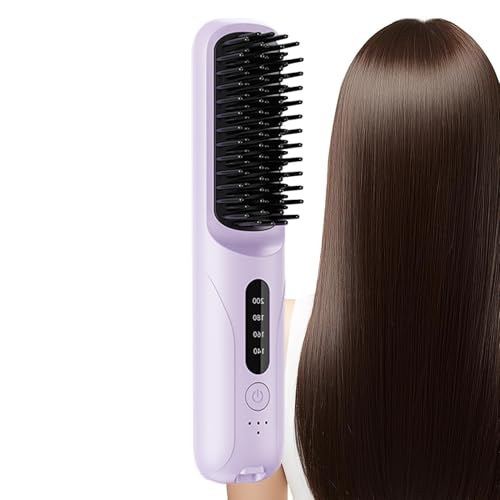 Brosse lisseuse chauffante double fonction lissage et bouclage avec batterie rechargeable