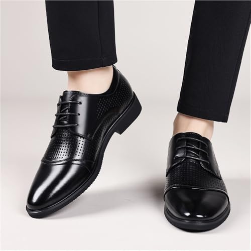 Men's Breathable Hollow Out Dress Shoes Business Formal Casual Pointed Toe Leather Oxfords Comfortable Anti-Slip Wide Width2