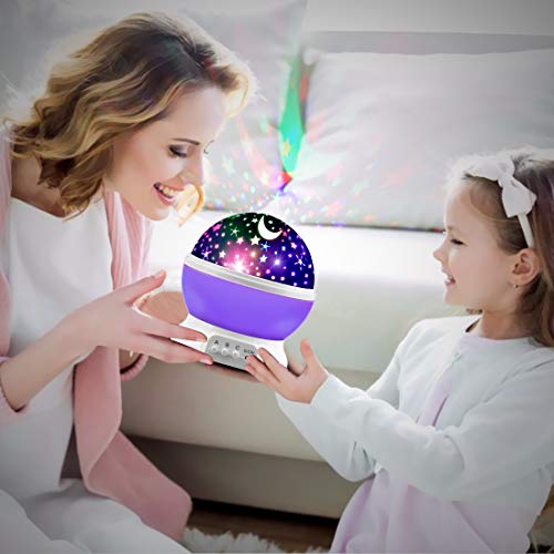 MOKOQI Star Projector Night Lights for Kids, Birthday Gifts for 1-4-6-14 Year Old Girl and Boy, Projection Lamp for Kids Bedroom, Glow in The Dark Stars and Moon for Child Asleep Peacefully- Purple - Thumbnail 6