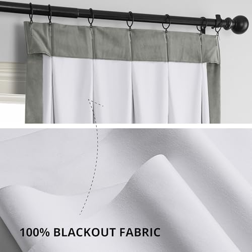 Image of HPD Half Price Drapes Velvet Blackout Curtains /Drapes - 120 Inches Long 1 Panel Blackout Curtain Signature Pleated For Living Room & Bedroom - 25W X 120L, Silver Grey