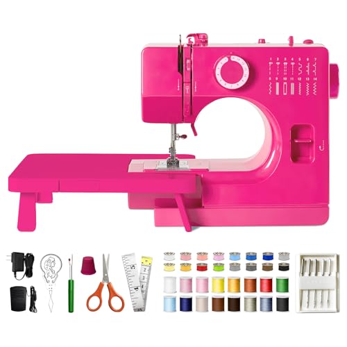 Lastempa StitchMaster Pro Sewing Machine - Twin/Double Needle Compatible 14 Stitches Easy for Beginners & Home Users (Pink)