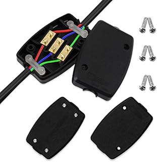 3-Terminal Electrical Junction Box, funvce 3 Pack Black Plastic Flex Connector 13A 250V Cable Joiner for Indoor Lighting, Power and Automotive Wiring