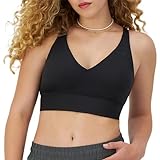 champion reggiseno sportivo da donna, morbido al tatto, traspirante, con spalline lunghe, nero, xs