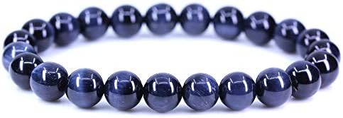 Natural Blue Tiger Eye Crystal Gemstone 8mm Round Beads Stretch Bracelet 7 Inch