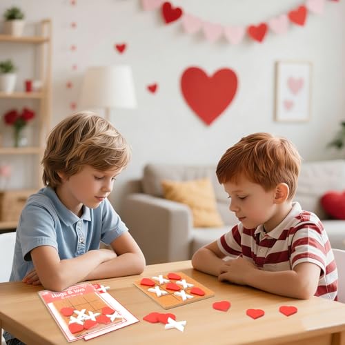 Grenfield 24 Pack Valentines Day Gifts for Kids, Valentines Cards with Wooden Tic Tac Toe Game, Valentines Day Exchange Cards for Kids Classroom School for Boys Girls Toddlers Class Party Favors by Grenfield - Image 3
