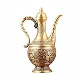 Qianly Recipiente in Ottone in Rilievo Finitura Anticata Caraffa Cinese in Rilievo Ispirazione Orientale Vaso per Vino Decorativo per Soggiorno, Scrivania, L