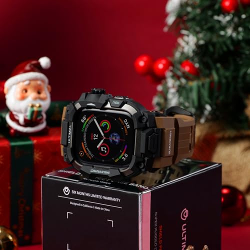 Image of ULTIMAL Rugged Case with Band for Apple Watch 44mm,Compatible with Apple Watch Series SE 3 /SE 2 /SE Generation /6 /5 /4, Military Grade Shockproof Bumper Cover for iWatch Tactical Band Men (Coffee Brown, 44mm)