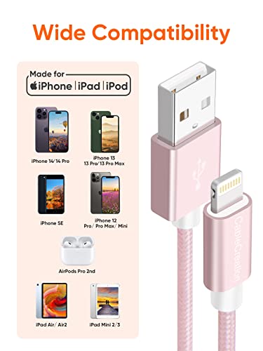 Image of CableCreation 0.5 Feet Short Lightning to USB Data Sync Cable [MFi Certified] Compatible iPhone X, 8, 8 Plus, 7, 7 Plus, 6S, 6S Plus, iPad, 15CM, Rose Gold