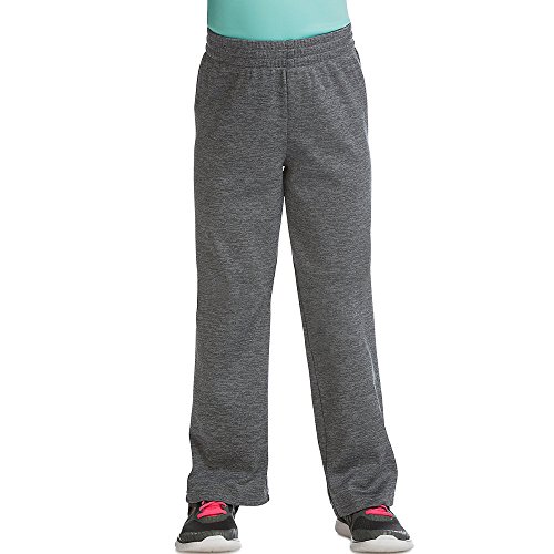 Hanes Girls' Big Tech Fleece Open Leg Pant, Stealth Heather, Medium