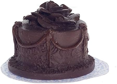 Amazon ドールハウスミニチュアチョコレートケーキw 花デザインon Top By Falconミニチュア 家具 おもちゃ