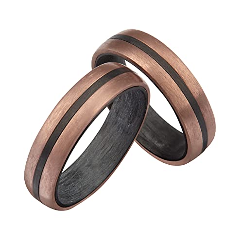 Schmuck Depot 1 Ring/Ehering/Trauring/Verlobungsring/Partnerring aus Titan Carbon und Gravur | 9010