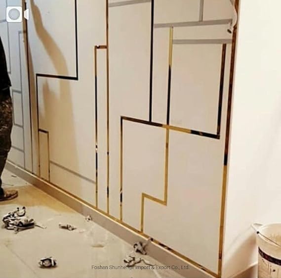 Image of Alfanso PVC Self Adhesive Golden Strip (18mm Width 10 Meter Length) Mirror Strip Pack of 1.