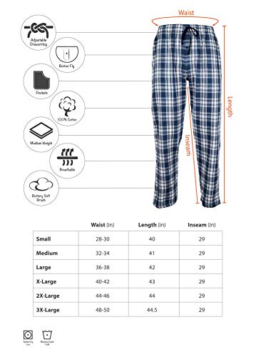 image for Andrew Scott Men's 100% Cotton Super Soft Flannel Plaid Pajama Pants- 