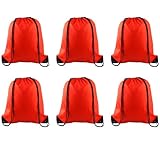 PLULON 6 Pcs Drawstring Bags Bulk Red Drawstring Backpack String Backpack Cinch Sack Sport Gym Backpack Bags for Yoga Traveling Outdoor Sports