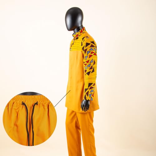 Tracksuit Mens African 2 Piece Set Embroidery Suit Printed African Dashiki Shirt and Pants Set Outfit4