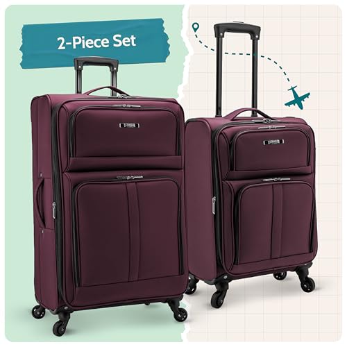 Image of U.S. Traveler Anzio Softside Expandable Luggage with Spinner Wheels, Burgundy, 2-Piece Set (22 /30)
