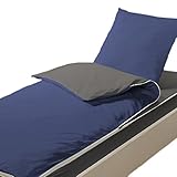 Conjunto de cama de 4 piezas, Caradou CARC90 INDIGO : 1 Funda de edredón 90x190 cm + 1 Sábana bajera 90x190 cm + 1 Funda de almohada 60x60 cm - 100% Poliéster + 1 Edredón extraíble con relleno de poliéster, 300g/m2, 90x190 cm