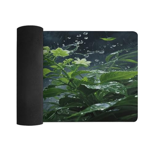 Pad Mouse Grande con Estilo Floral Verde de Goma miniatura 3