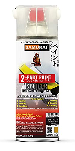 SAMURAI 2-Part Polyurethane Spray Paint for Car Spoiler - 11.3 Ounce UV Resistant and Rust Resistant Polyurethane Spray (CLEAR, Pack of 1 Can)