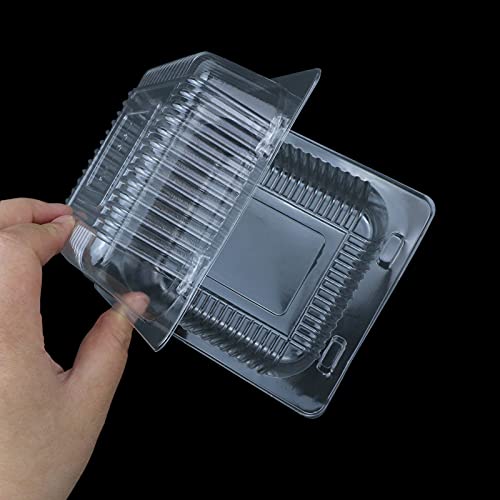 Tkonline 100 Pcs Clear Plastic Square Food Containers, Disposable Clamshell Cupcake Cups Holders For Sandwiches, Fruit, Bread Preseration(5.4" X 4.7" X 2.8") #TOP2