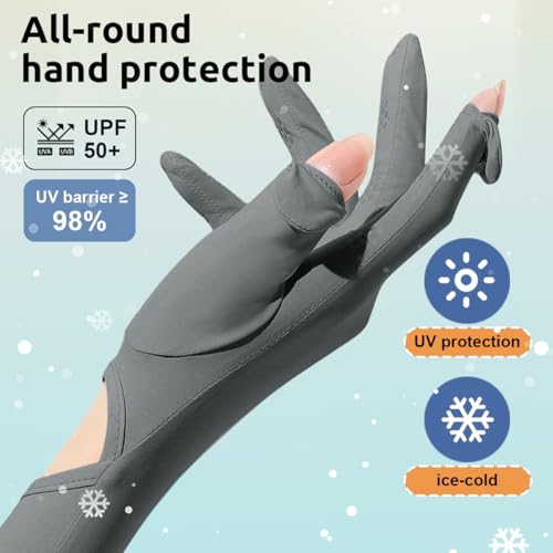 Image of PALAY Hand Gloves for Sun Protection with Arm Sleeves for Women Men, Nylon Ice Silk Sun Protection Gloves Women Cooling UV Hand Cover Arm Sleeves for Bike Riding - Anti-slip