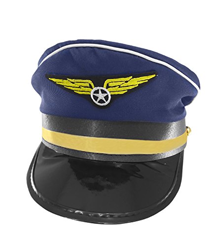 Nicky Bigs Novelties Adult Navy Blue Pilot Airline Captain Hat Airplane Aviator Halloween Costume Cap