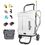 Weeflos Battery Powered Backpack Sprayer,4 Gallon Electric Sprayer with Wheeled Cart, 100 PSI High Pressure, 2X 21V Rechargeable Batteries,Garden Sprayer for Outdoor Cleaning & Washing