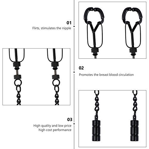 Healifty 1 par de Pinças de Mamilo Punk Gótico Preto Clipe de Mama Não Perfurante Brinquedos de Esti