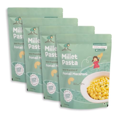 Image of Hungrybums Foxtail Macaroni Pasta with Tastemaker - Pack of 4 (180gm each) | Sun Dried, Vegan Macaroni | Rich in Magnesium and Vitamin B12 | No Maida Pasta | No MSG, No Preservative