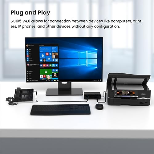 Image of Toshiba Canvio Basics 2TB Portable External Hard Drive USB 3.0, Black - HDTB520XK3AA & Tenda SG105, 5 Port Gigabit Switch, Unmanaged Home Ethernet Switch, Office Ethernet Splitter, Plug