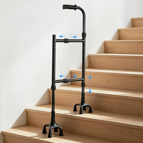 Stair Climbing Aid Cane for Seniors Height & Width Adjustable Lightweight Portable Slip-Resistant Sturdy | Fits Standard Steps 300lbs | Stair Aid Cane for Elderly Sore Knees &Post-Surgery