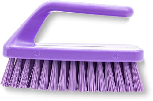 Image of SPARTA Scrub Brush with Iron Shaped Handle and Stiff Bristles, Heavy Duty Scrubber Brush for Kitchen, Bathroom, Shower, Tile, Sink, Carpet and Bakepans, Polypropylene, 6 Inches, Purple