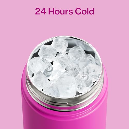 Image of ENCOOL Insulated Water Bottle with Straw Stainless Steel Water Bottle, Leak-Proof, BPA-Free, Double Wall Vacuum Keeps Cold for 24 Hours for Sports, Travel, School (26 oz, Knockout Pink)