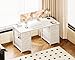 Casaottima 48 Inches Computer Desk with 8 Fabric Drawers, Modern Office Desk with Large Storage for Home Office, Study, White